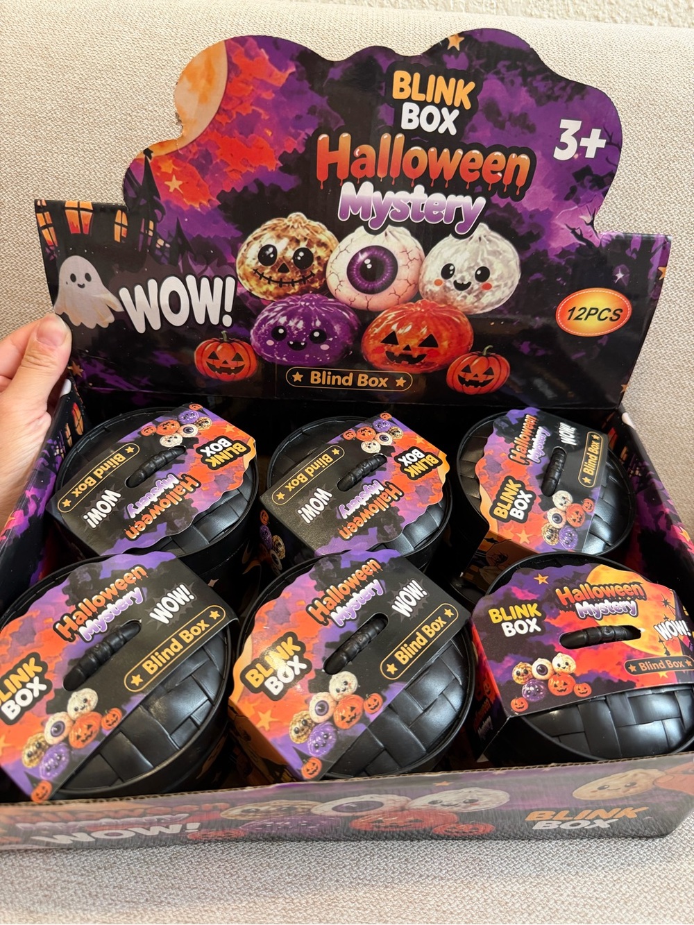 1 PC NEW VIRAL Halloween Sugar Squishy Dumplings Glitter Toy Squishy Blink Box